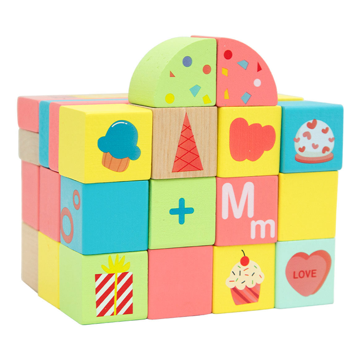 Blocs de construction de cubes sucrés en bois du monde classique
