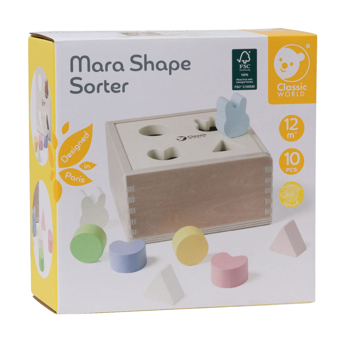 Trieur de formes en bois du monde classique mara 10 pcs.