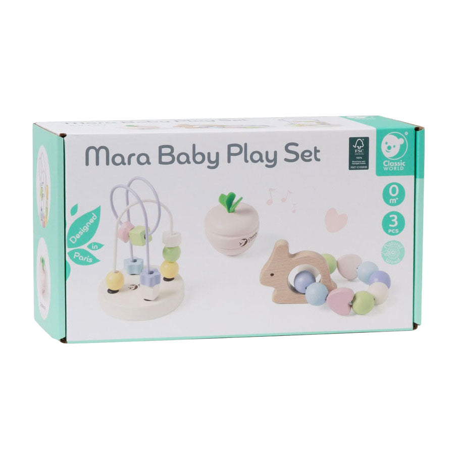 Ensemble de jeu pour bébé en bois du monde classique mara, 3 pièces.