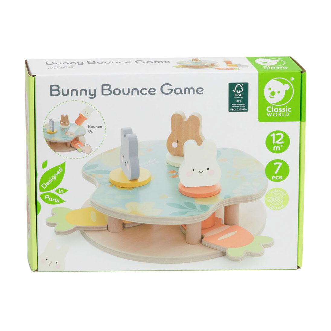 Jeu en bois de lapin rebondissant du monde classique