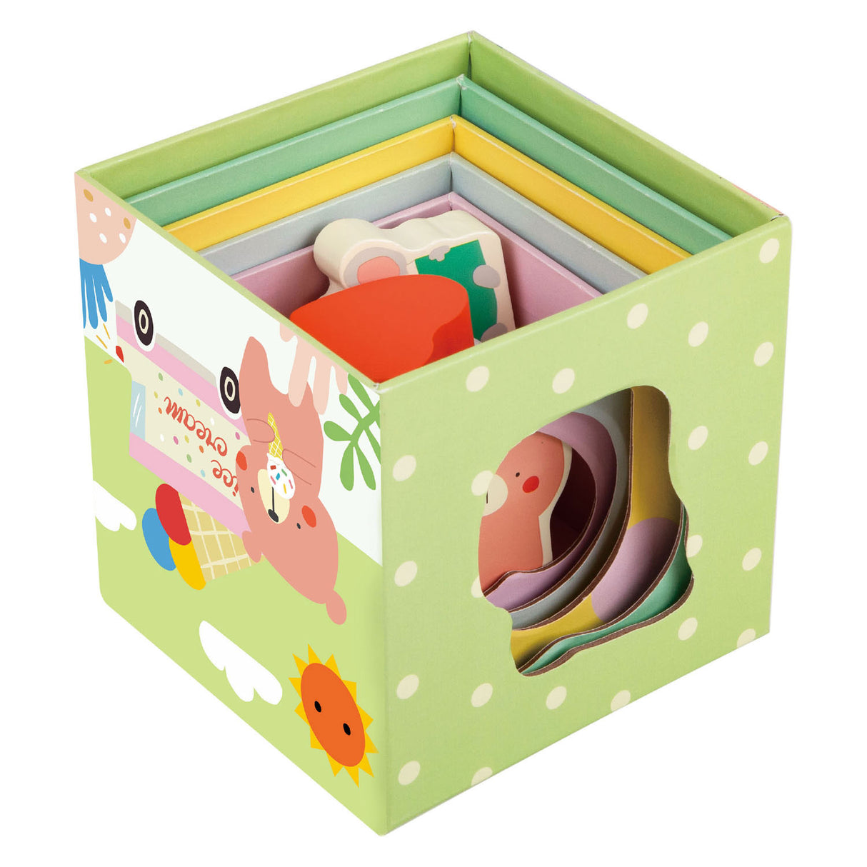 Blocs à empiler du monde classique avec des animaux de la forêt, 10 pcs.