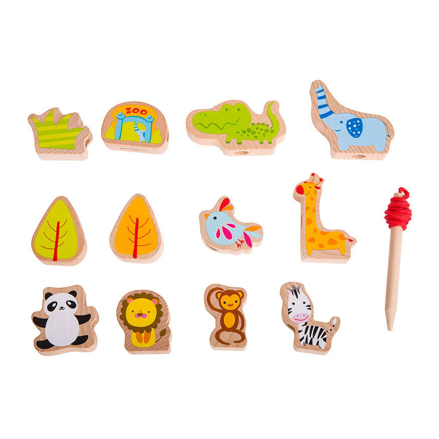 Zoo de perles en bois du monde classique, 13 pcs.