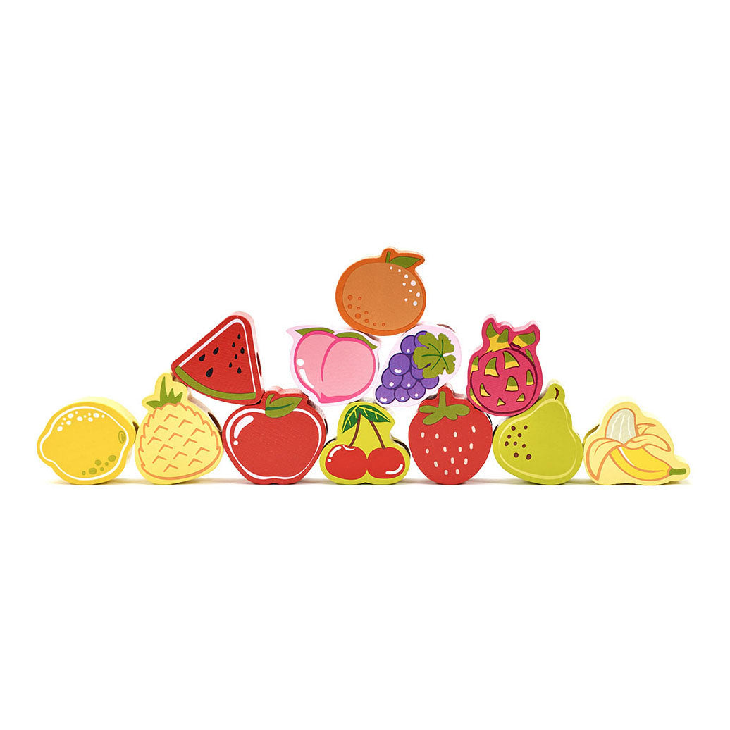 Perles à enfiler en bois Classic World, fruits, 13 pcs.