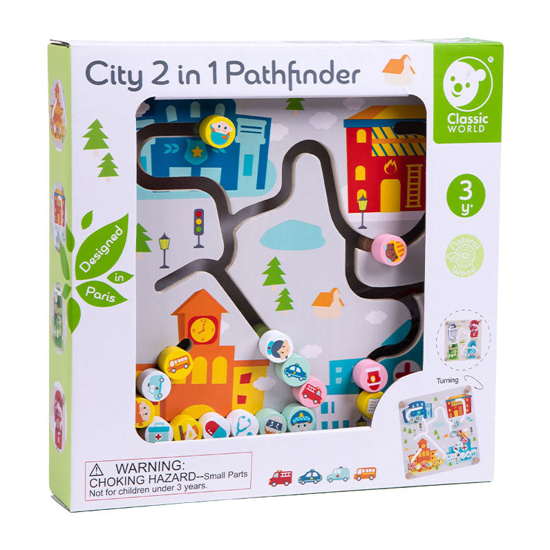 Jeu de tri de planches de bois du monde classique 2 en 1, ville et séparation des déchets