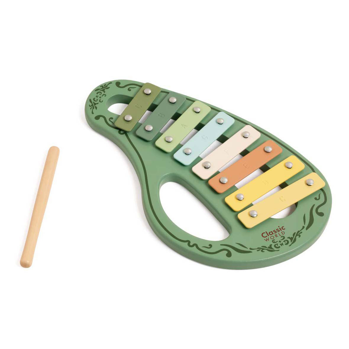 Xylophone vintage en bois du monde classique vert 2 pcs.