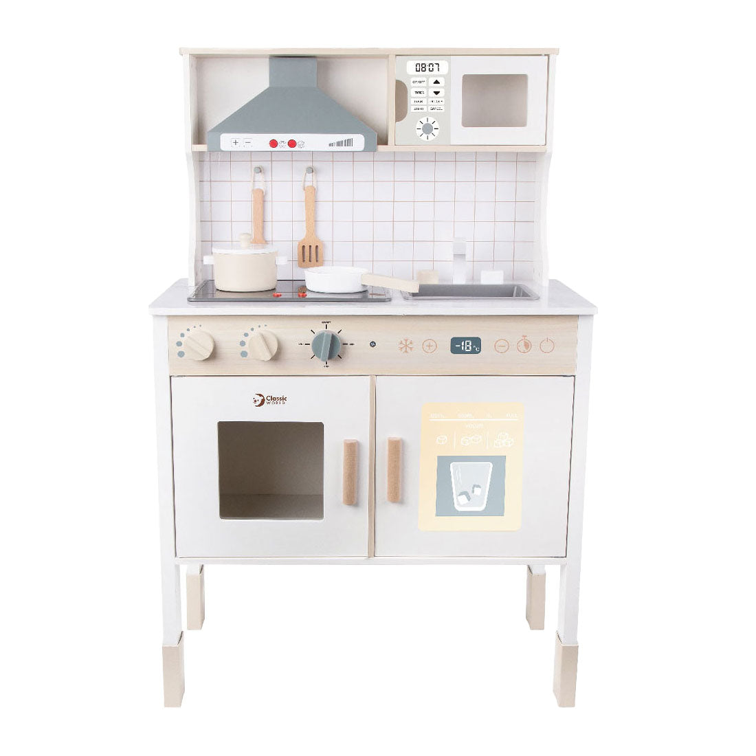 Cuisine de jeu moderne en bois Classic World World, 7 pièces.