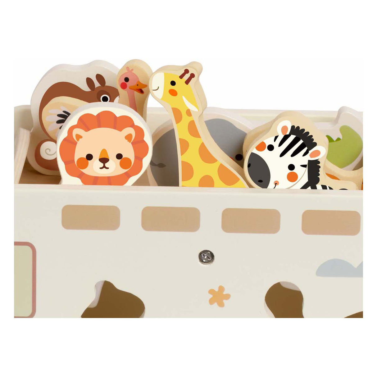 Trieur de formes de voiture de safari d'aventure en bois du monde classique, 9 pièces.