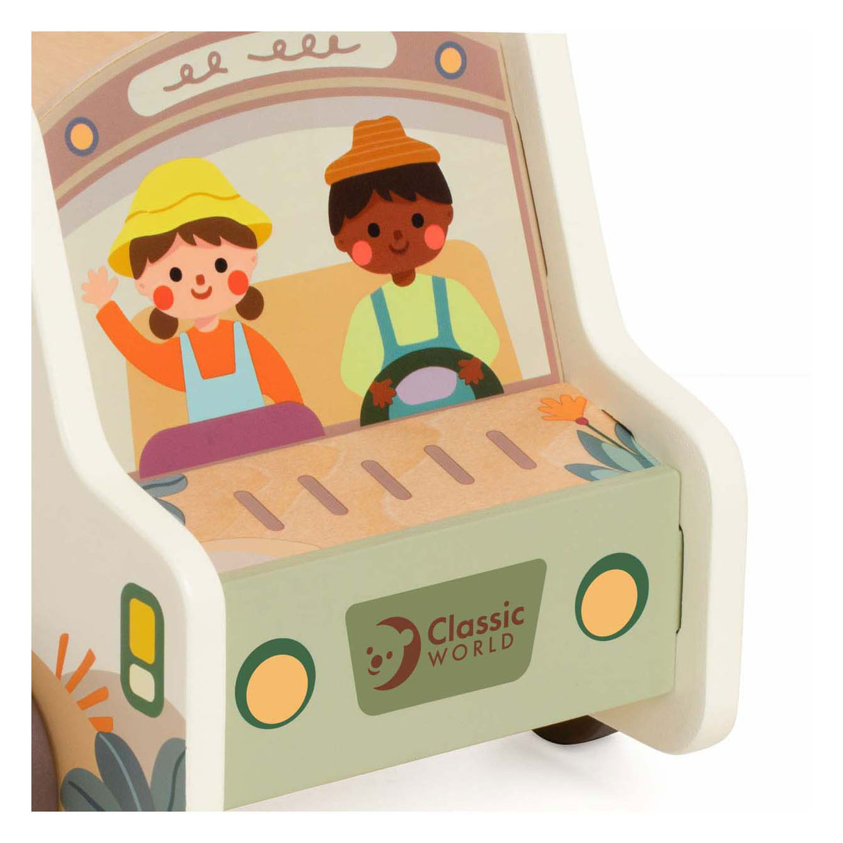Trieur de formes de voiture de safari d'aventure en bois du monde classique, 9 pièces.