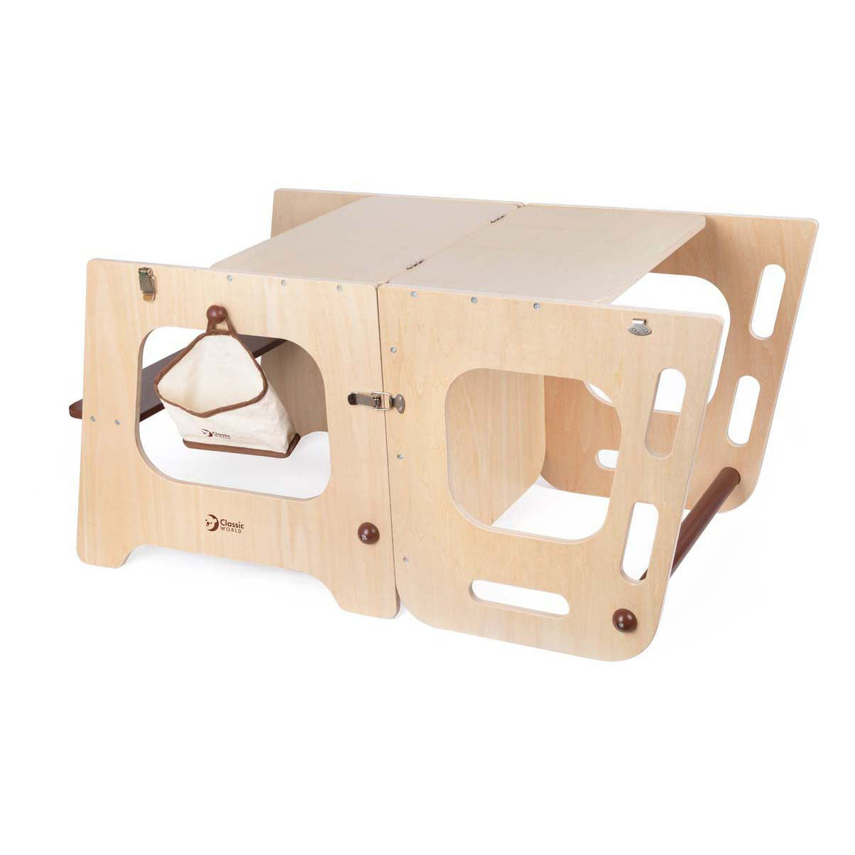 Tour d'apprentissage et table 2 en 1 en bois Classic World réglable, 90 cm