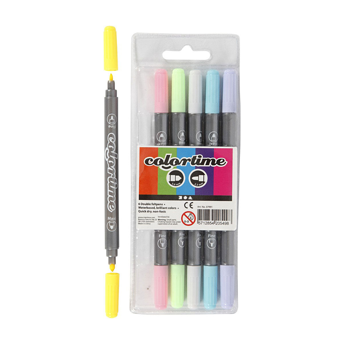 Marqueurs double face Creativ company - couleurs pastel, 6 pcs.