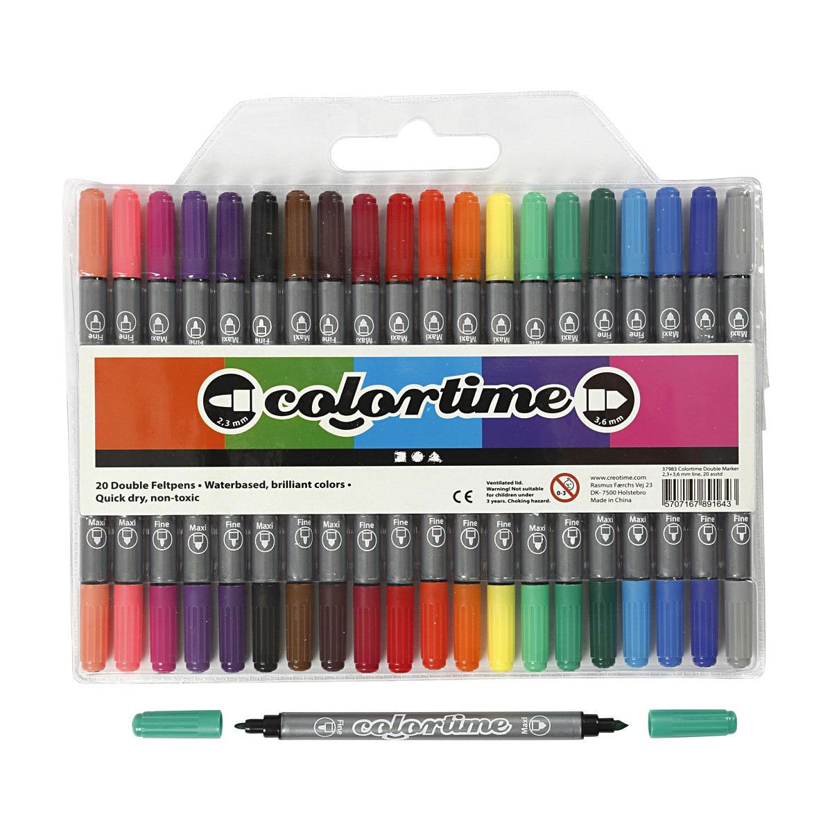 Société créative https : www.ccobby.nl colortime-double-tip-line-thickness-2-3-3-6-mm-standard-colours-20-piece-1-box