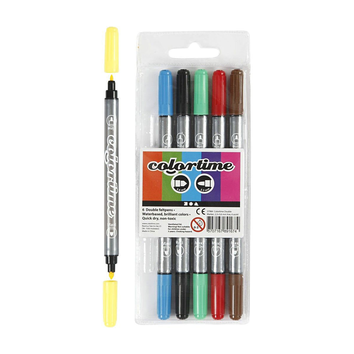 Société créative https : www.ccobby.nl colortime-double-tip-line-thickness-2-3-3-6-mm-standard-colours-6-piece-1-box