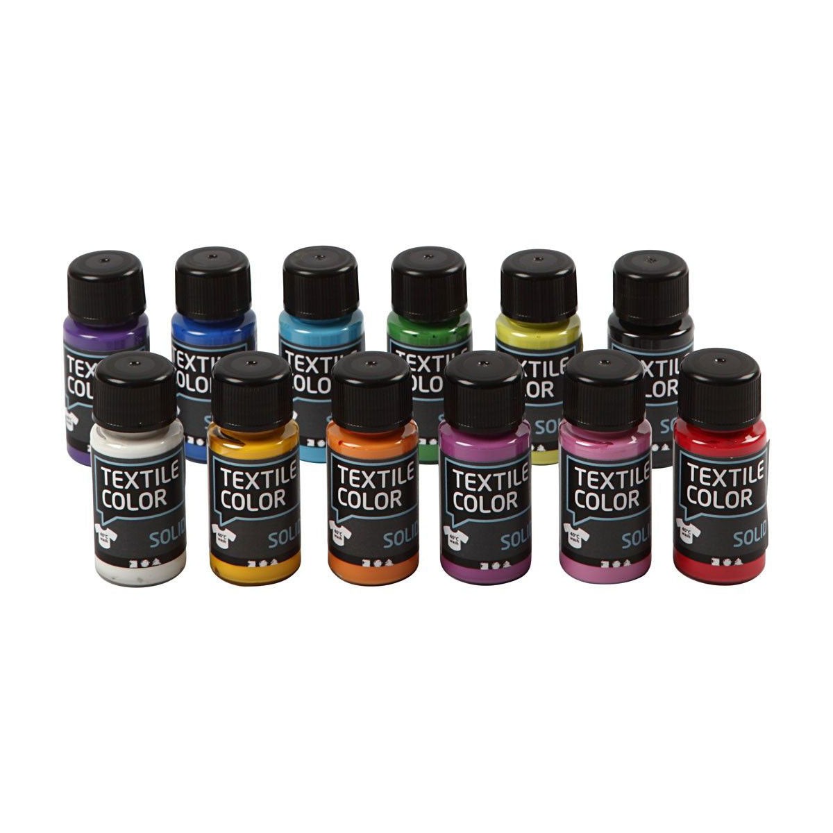 Peinture textile opaque Creativ company - lot de 12 couleurs, 50ml
