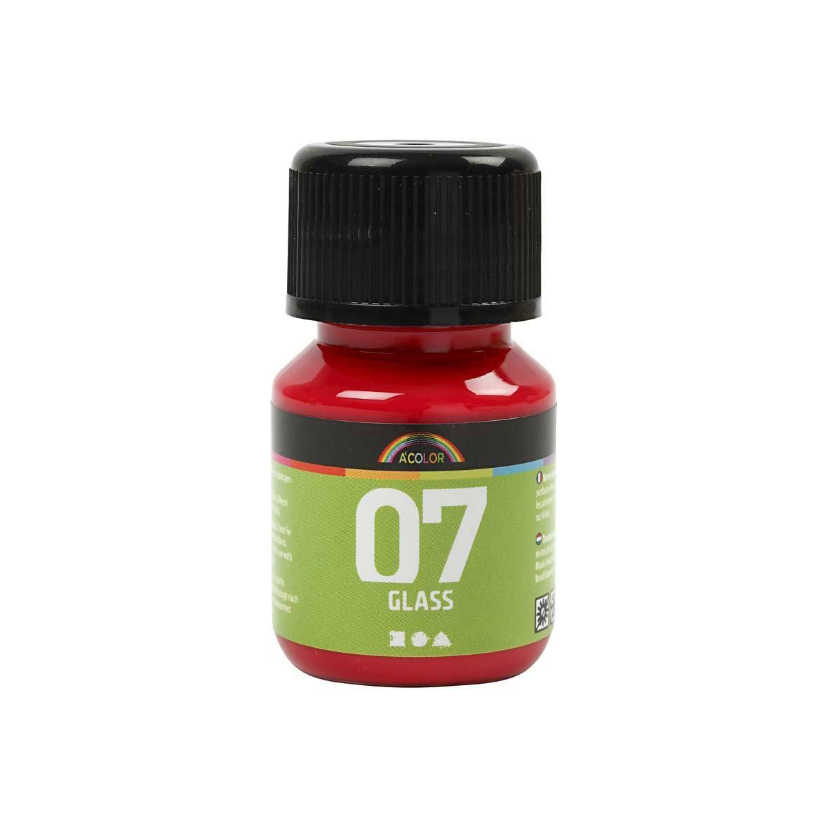 Peinture permanente pour verre A-color glass - rouge, 30ml