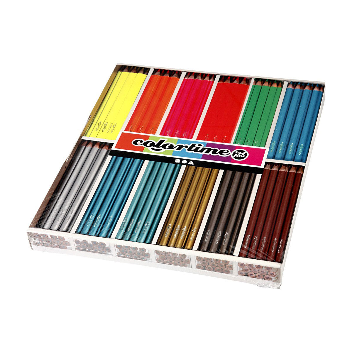 Société créative https : www.ccobby.nl colortime-coloured-pencils-l-17-45-cm-fill-3-mm-metallic-colours-neon-colours-144-piece-1-box