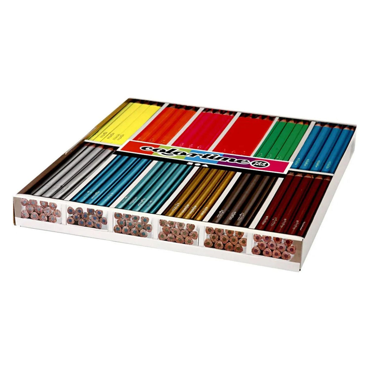 Société créative https : www.ccobby.nl colortime-coloured-pencils-l-17-45-cm-fill-3-mm-metallic-colours-neon-colours-144-piece-1-box