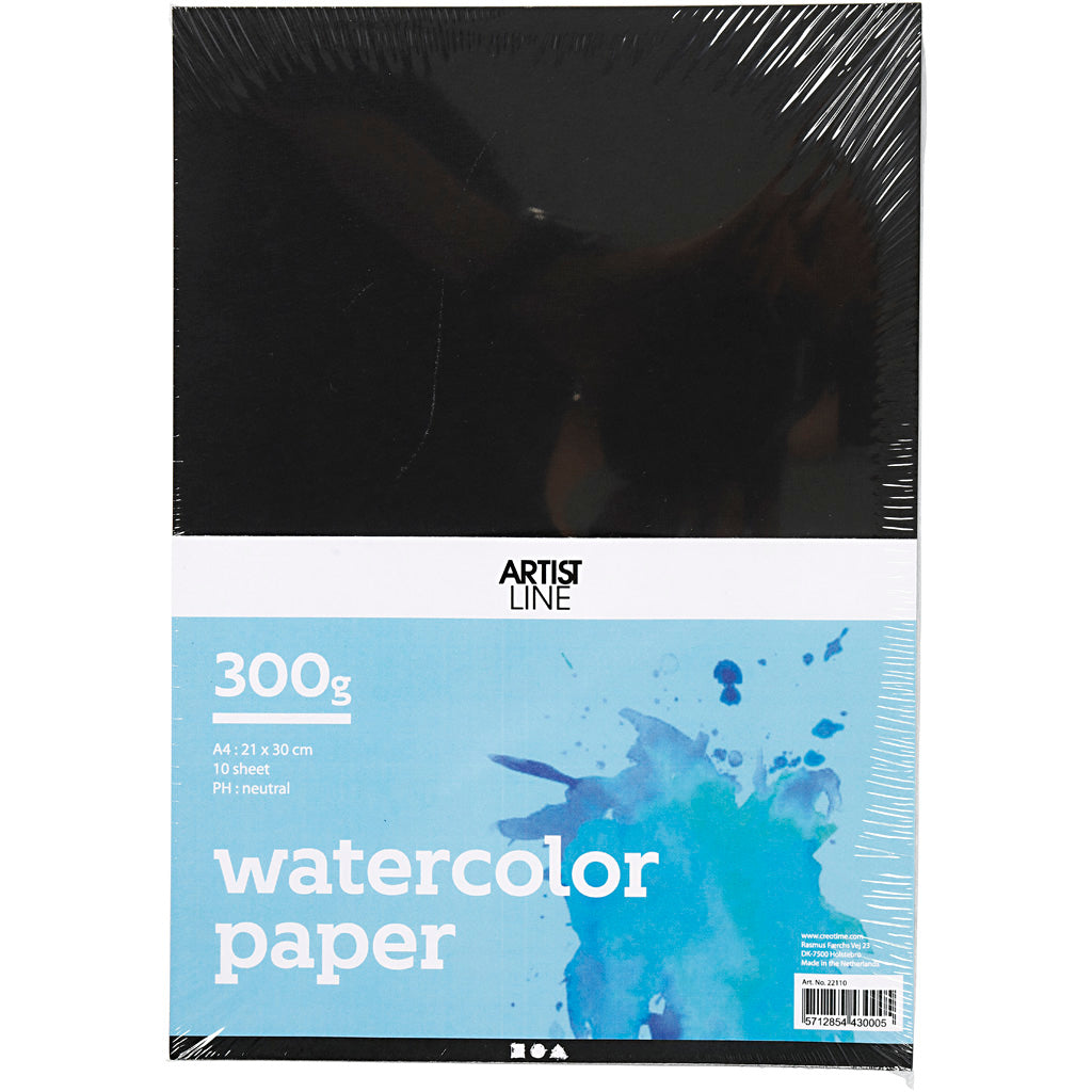 Papier aquarelle Creativ company, a4, feuille 210x297 mm, 230 gr, noir, 10 feuilles 1 boîte