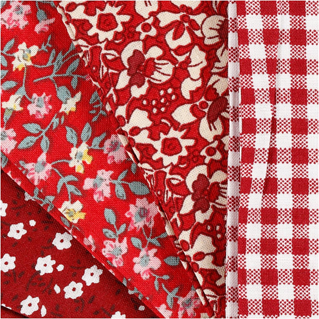 Tissu patchwork Creativ company rouge 45x55cm, 4 pcs.