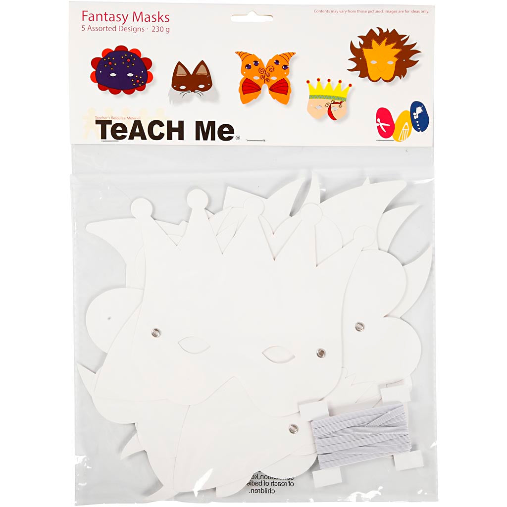 Société Creativ https : www.ccobby.nl masques fantaisie-y compris-élastique-h-15-20-cm-230-gr-white-5-piece-1-box