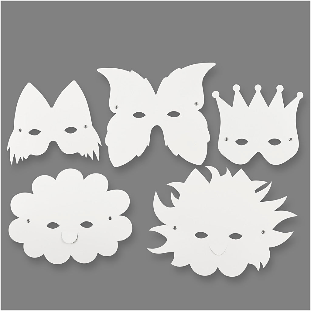 Société Creativ https : www.ccobby.nl masques fantaisie-y compris-élastique-h-15-20-cm-230-gr-white-5-piece-1-box