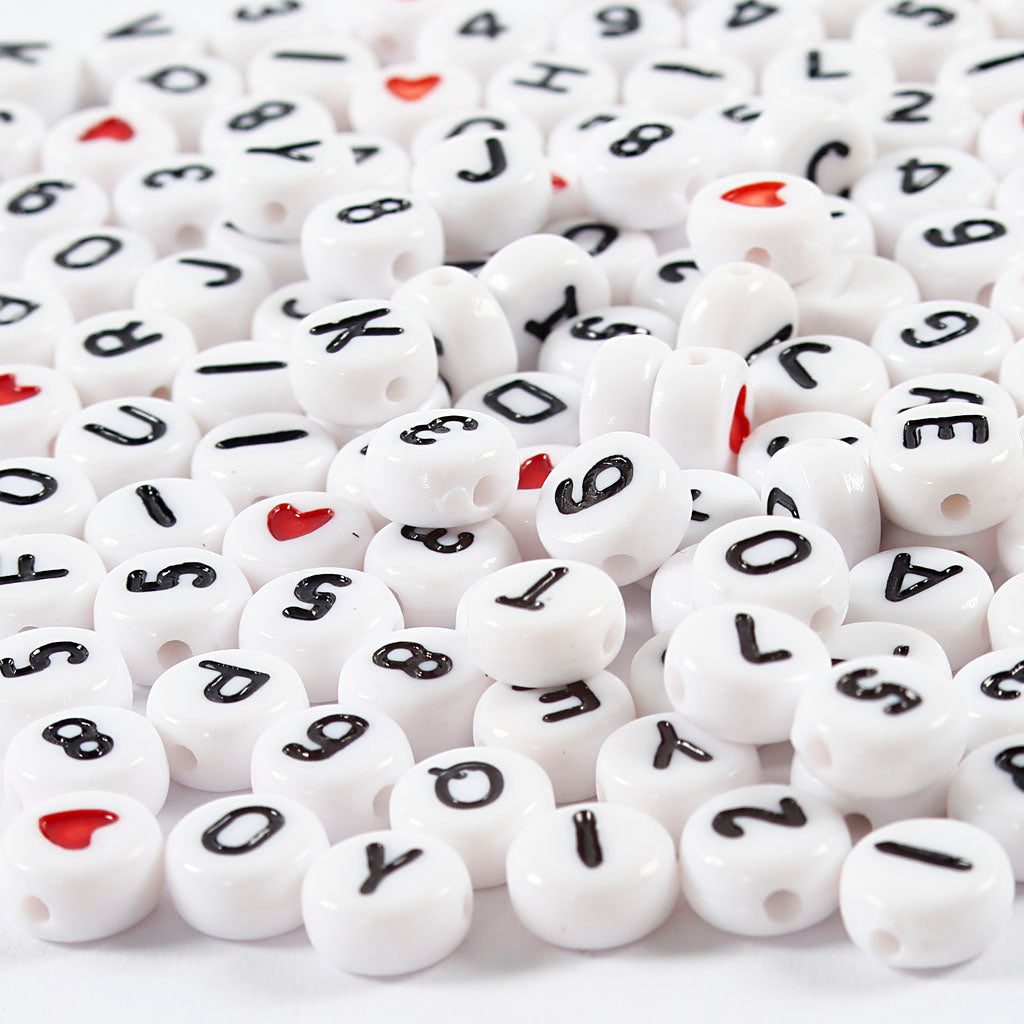 Perles lettre Creativ company blanches 7mm, 200pcs.