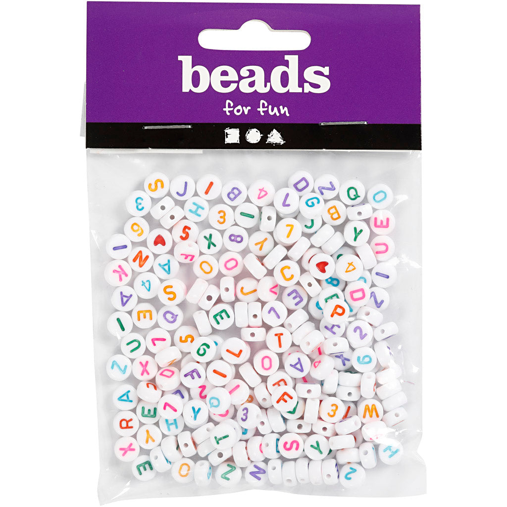Société créative https : www.ccobby.nl letterbeads-size-7-mm-holesize-1-2-mm-approx-200-piece-white-25-gr-1-box-699070