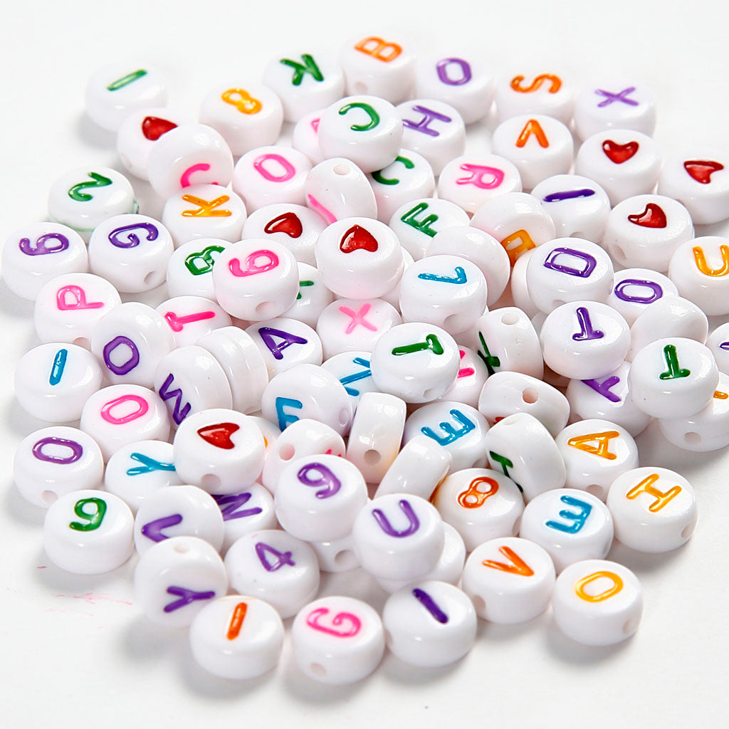 Société créative https : www.ccobby.nl letterbeads-size-7-mm-holesize-1-2-mm-approx-200-piece-white-25-gr-1-box-699070