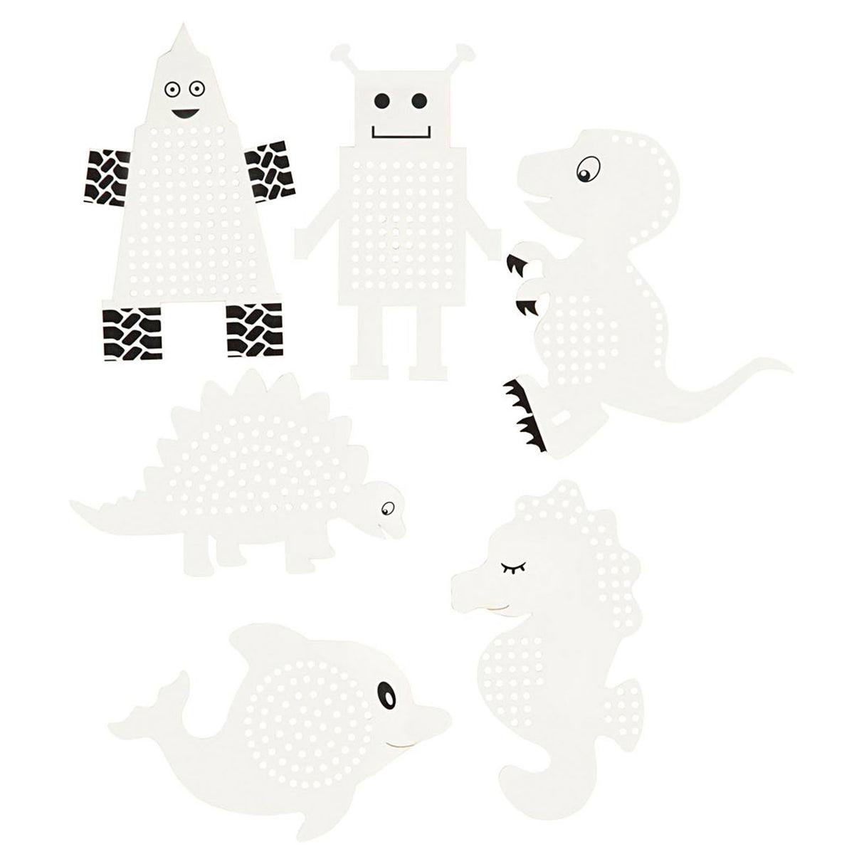 Société créative https : www.cchobby.nl cross-stitching-cardboard-animals-robots-h-8-13-cm-w-8-13-cm-white-6x3-piece-1-box