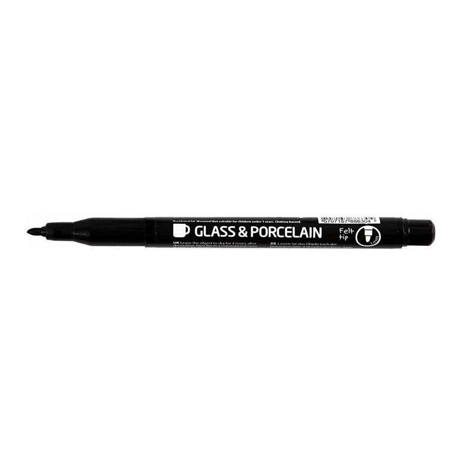 Creativ Company Contourstift pour le verre et la porcelaine noire, Dike de ligne de 1 à 3 mm