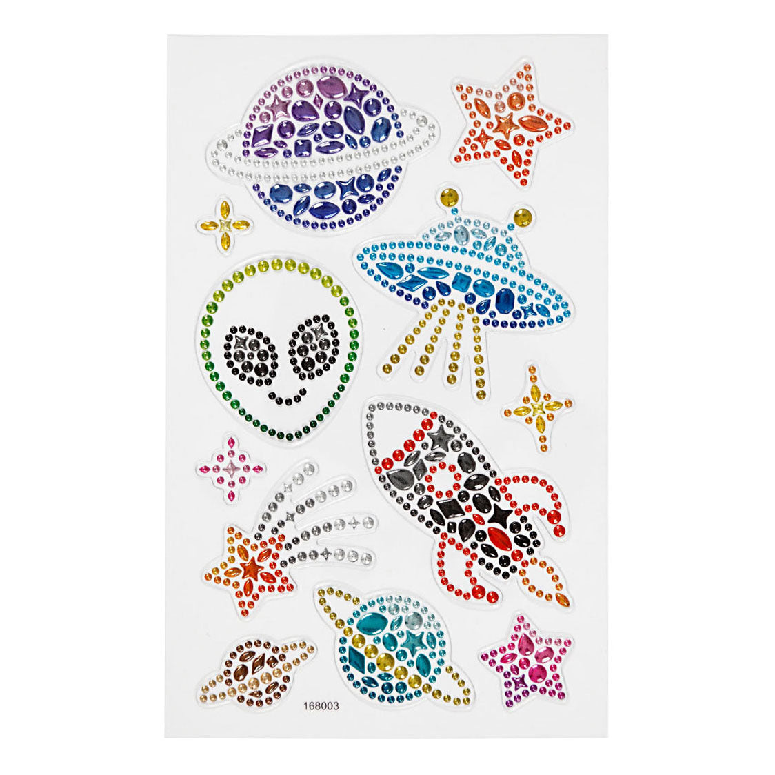 Creativ company Autocollants Diamant - Thème Espace - Autocollants à Paillettes Autocollants - Autocollants d'artisanat en Strass - Autocollants de décoration de Luxe - Autocollants Diamant adhésifs festifs - 10x16 cm - 1 Feuille