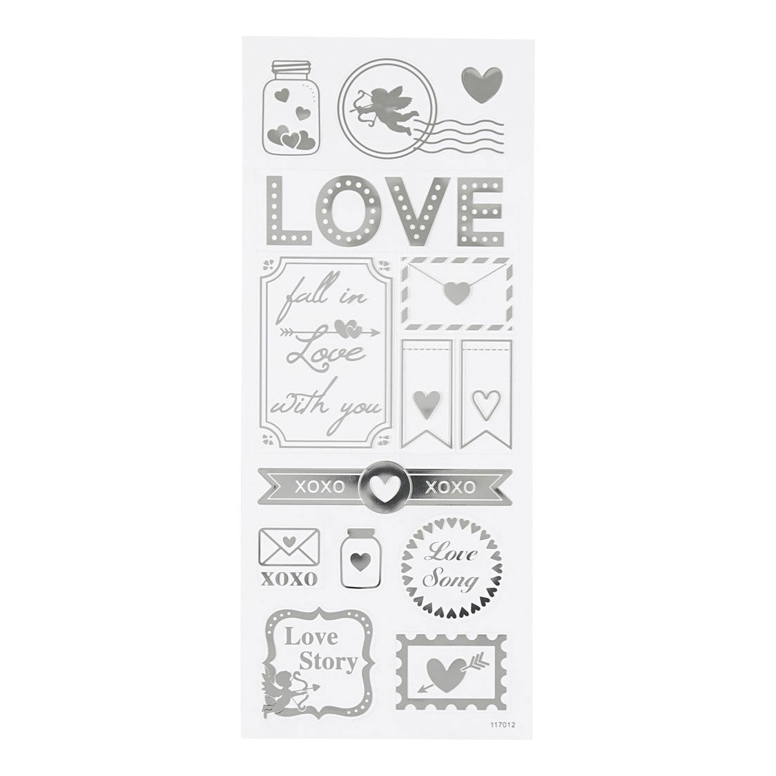 Creativ Company Stickers Silver Love, 1 feuille