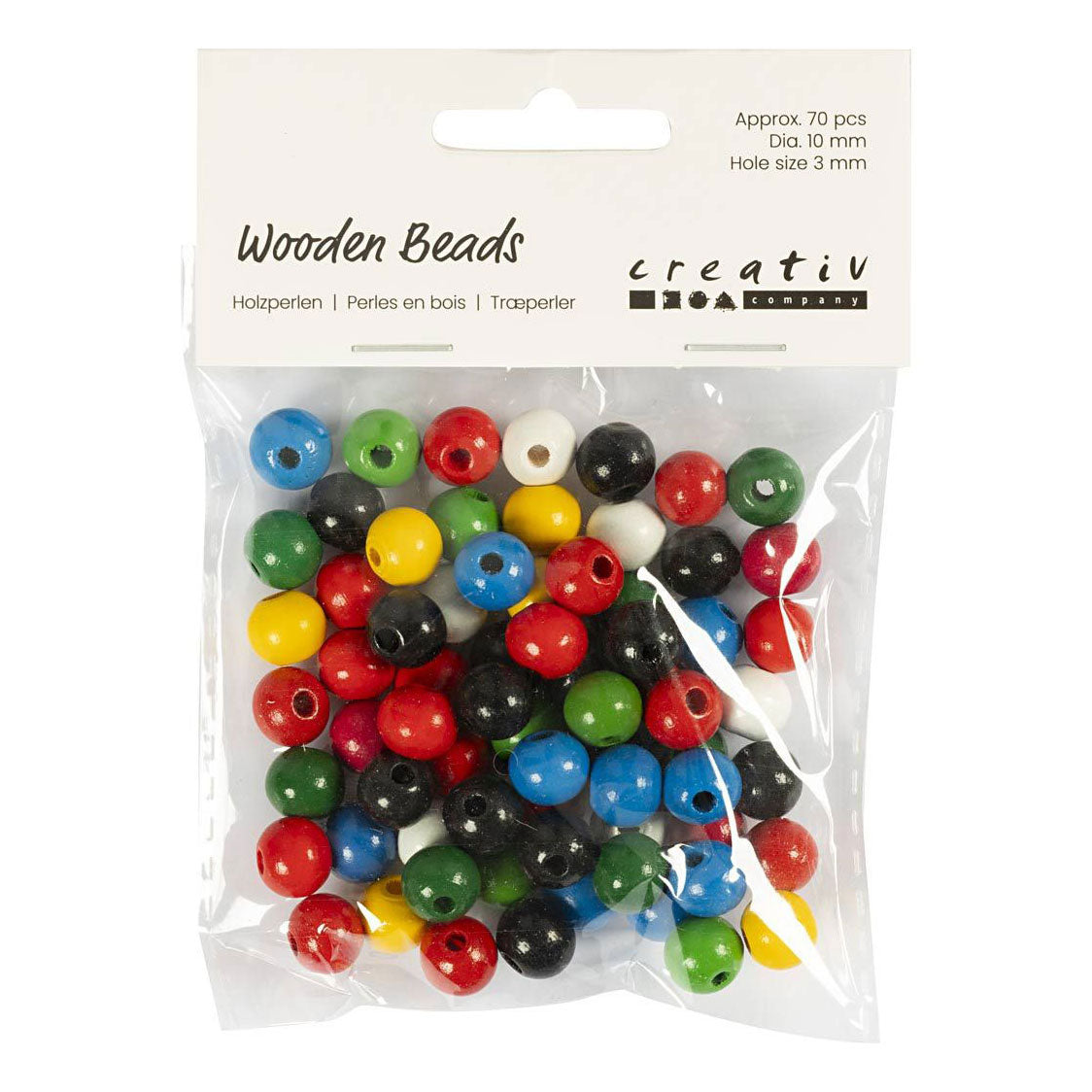 Creativ company perles en bois de différentes couleurs, 70 pcs.