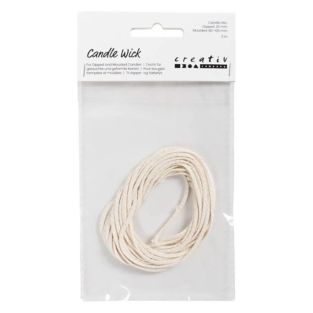 Creativ Company Wick pour baptisé (diapositive 22-30 mm) et bougies coulées (diapositive 60-80 mm), 3M
