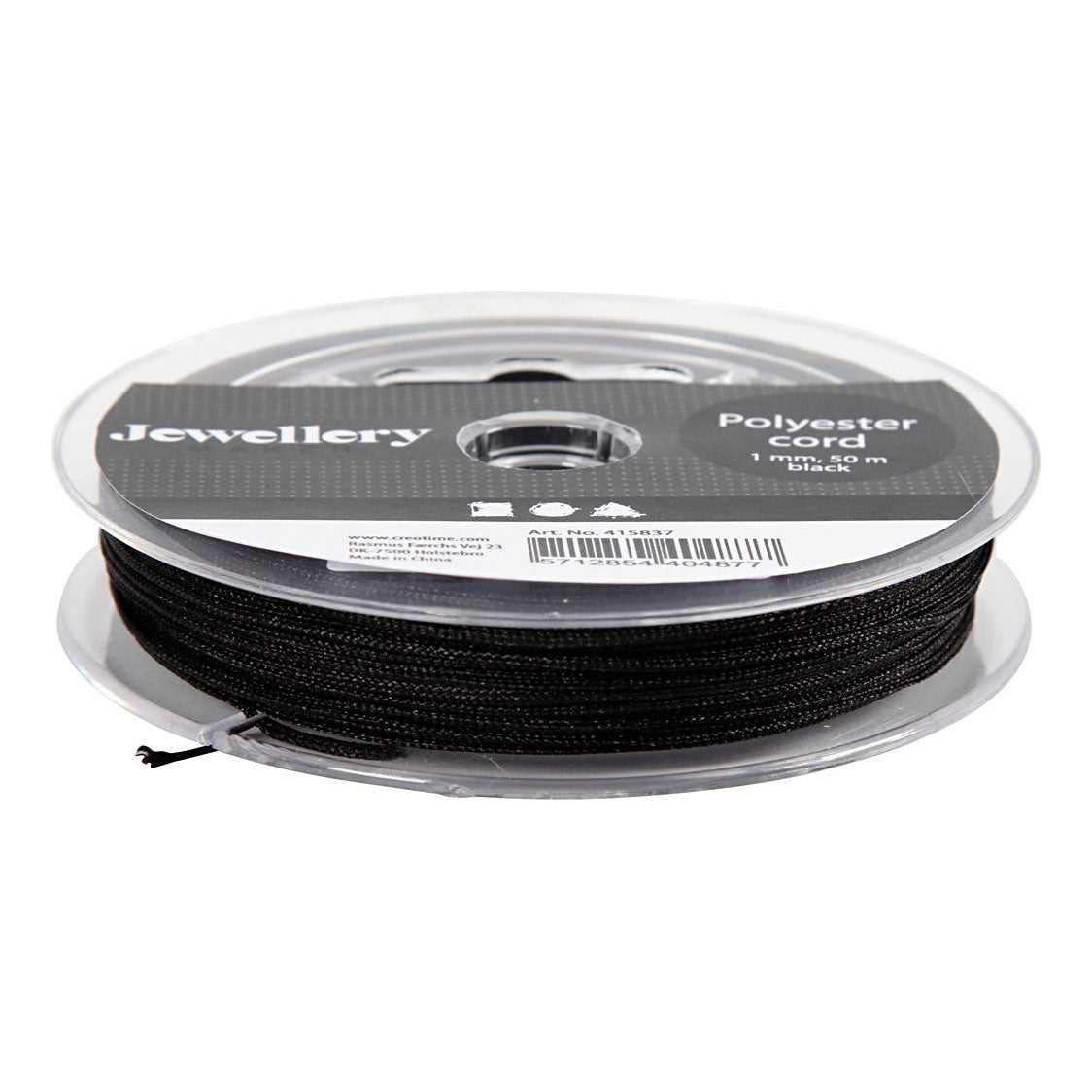 Société créative https: www.ccobby.nl polyester-cord-thickness-1-mm-black-50-m-1-roll