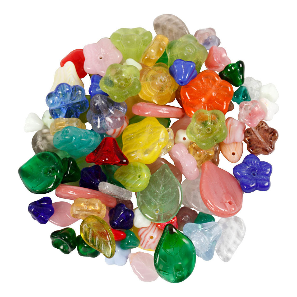 Perles de verre de la compagnie Creativ Diverses feuilles et fleurs, 60 grammes