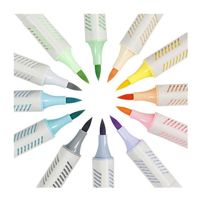 Creativ company marqueurs de lettrage à la main couleurs pastel, 12 pcs. double face
