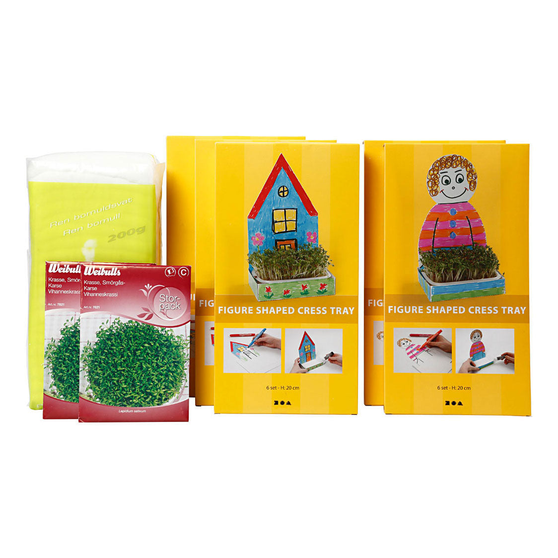Société Creativ https: www.ccobby.nl récipient à cresson-avec-figure-h-20-cm-blanc-30-set-1-box