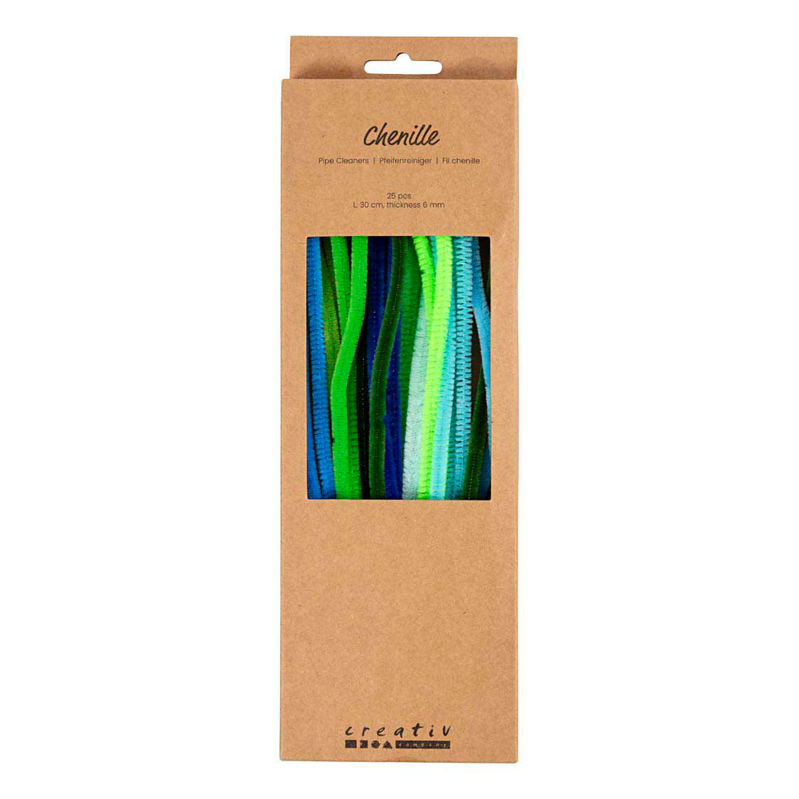 Creativ company chenille 6mm x 30cm harmonie verte et turquoise - 25 pcs.