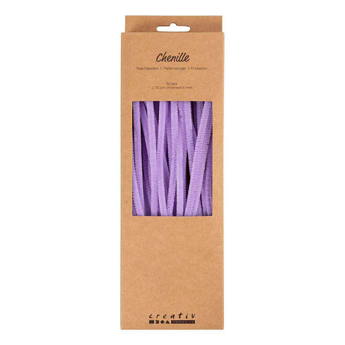 Creativ company fil chenille violet matériel artisanal 50 pièces 6 mm x 30 cm.