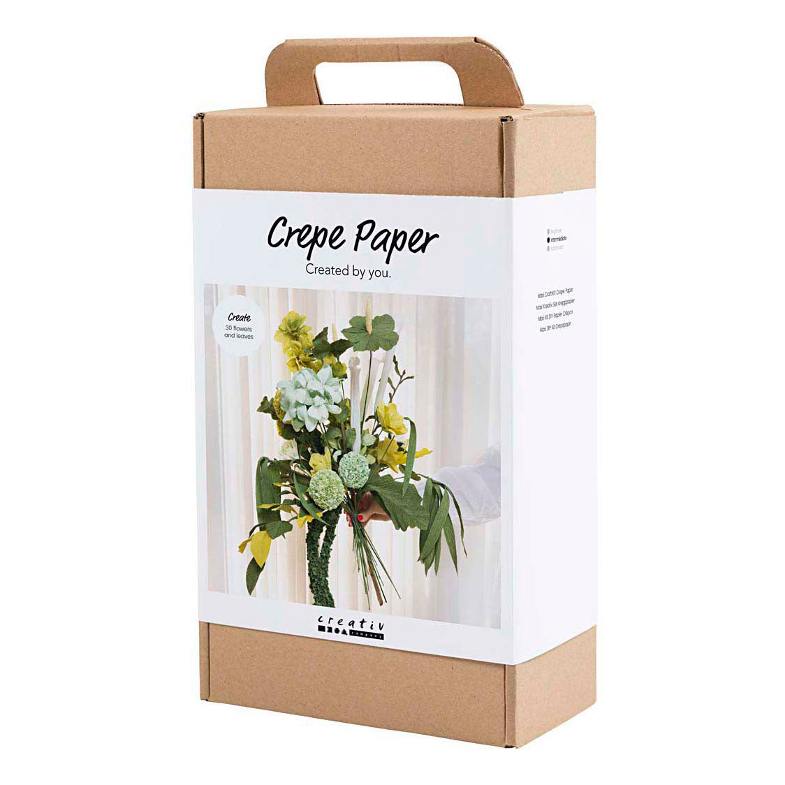 Creativ company maxi hobby set papier crépon, bouquet de fleurs, vert clair, vert foncé, vert pastel, blanc, 1 boîte