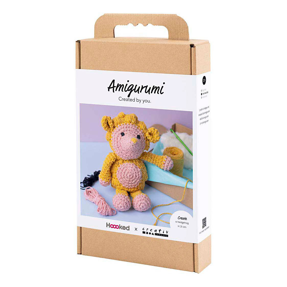 Société créative https : www.ccobby.nl hobbyset-amigurumi-hedgehog-lightpink-warm-yellow-1-box