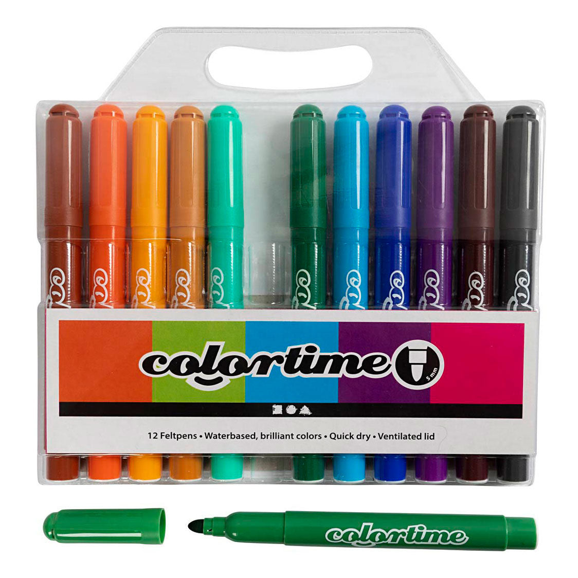 Marqueurs Colortime, largeur de trait 5 mm, couleurs supplémentaires, 12 pièces, 1 boîte