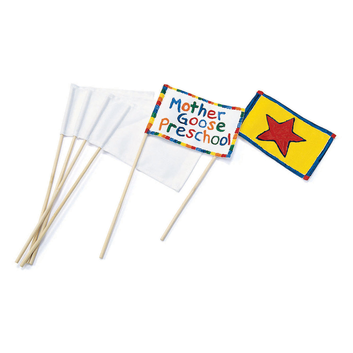 Colorations - drapeaux en toile avec bâton blanc, lot de 12