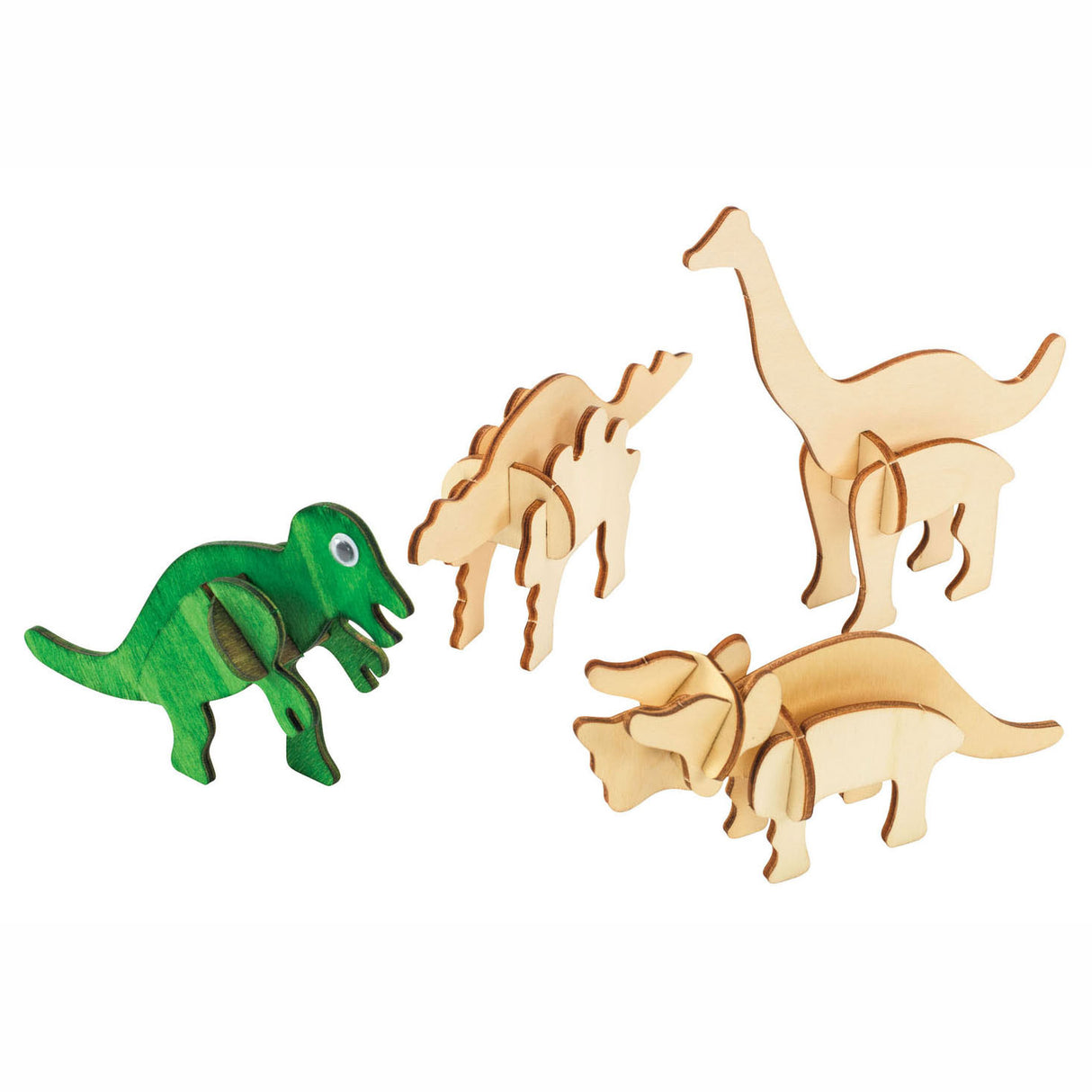 Colorations bouwpacket houten 3d dinosaurus, ensemble de 4