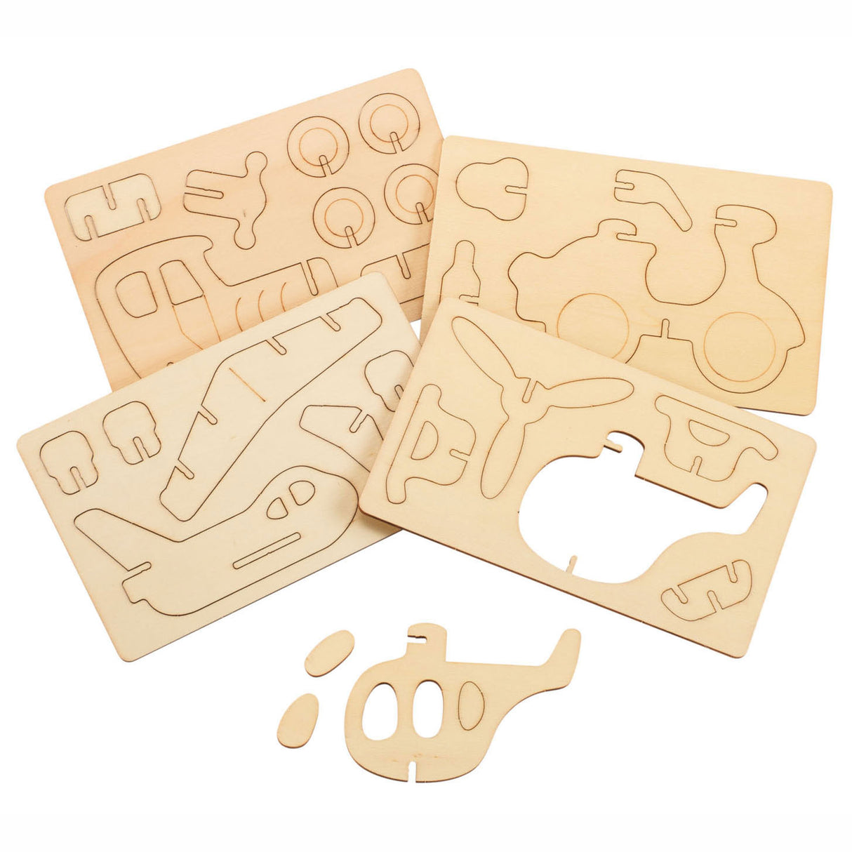 Colorations Construction Package Houten 3D Véhicules, ensemble de 4