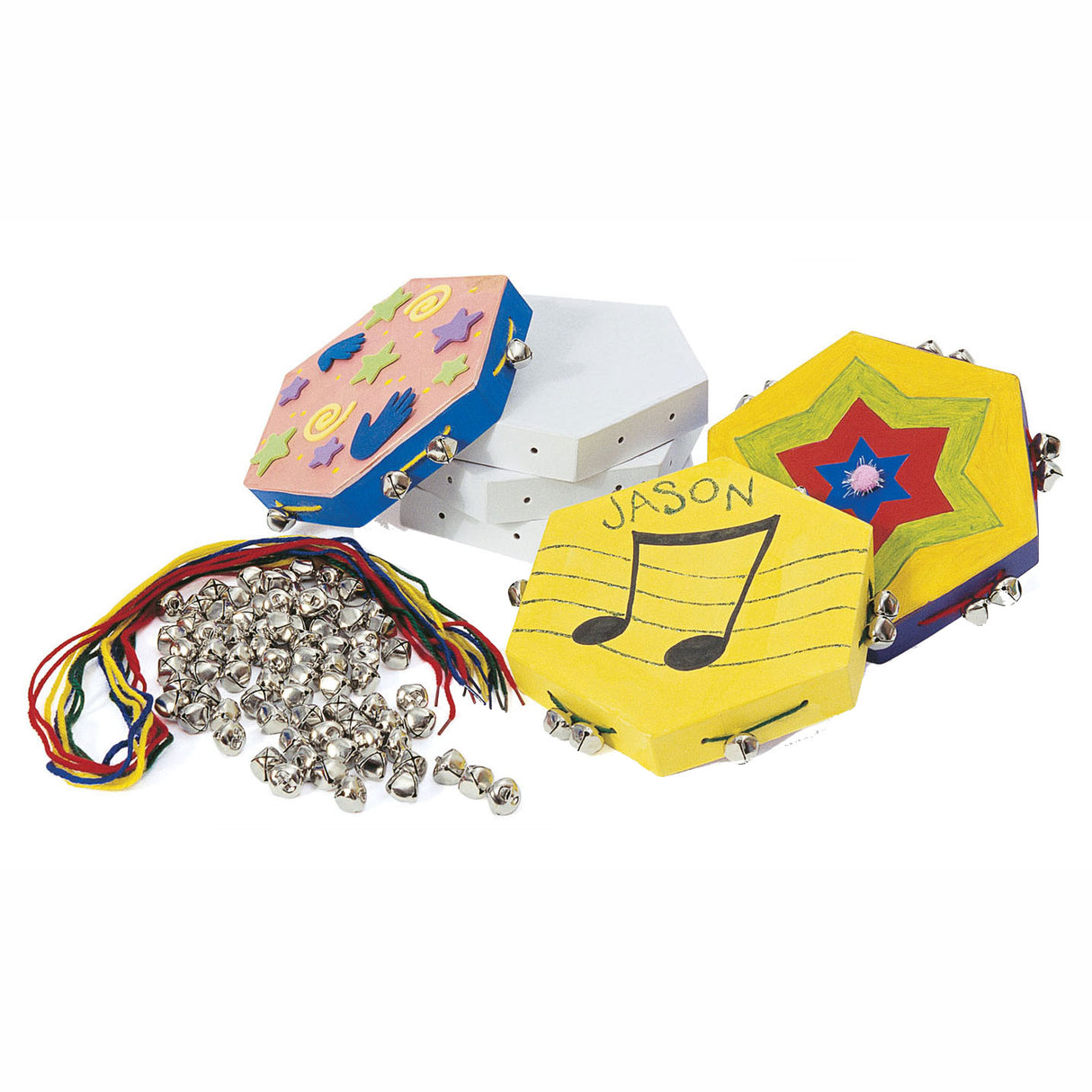 Colorations - fabriquez votre propre tambourin en papier mâché, lot de 12