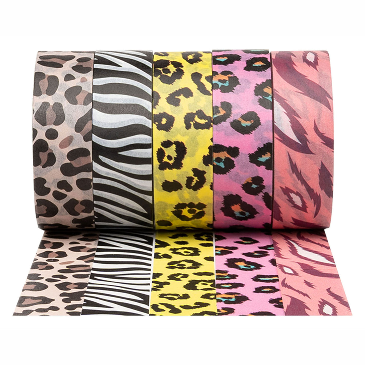 Colorations - washi tape motifs animaux 5 rouleaux, 5 mtr.