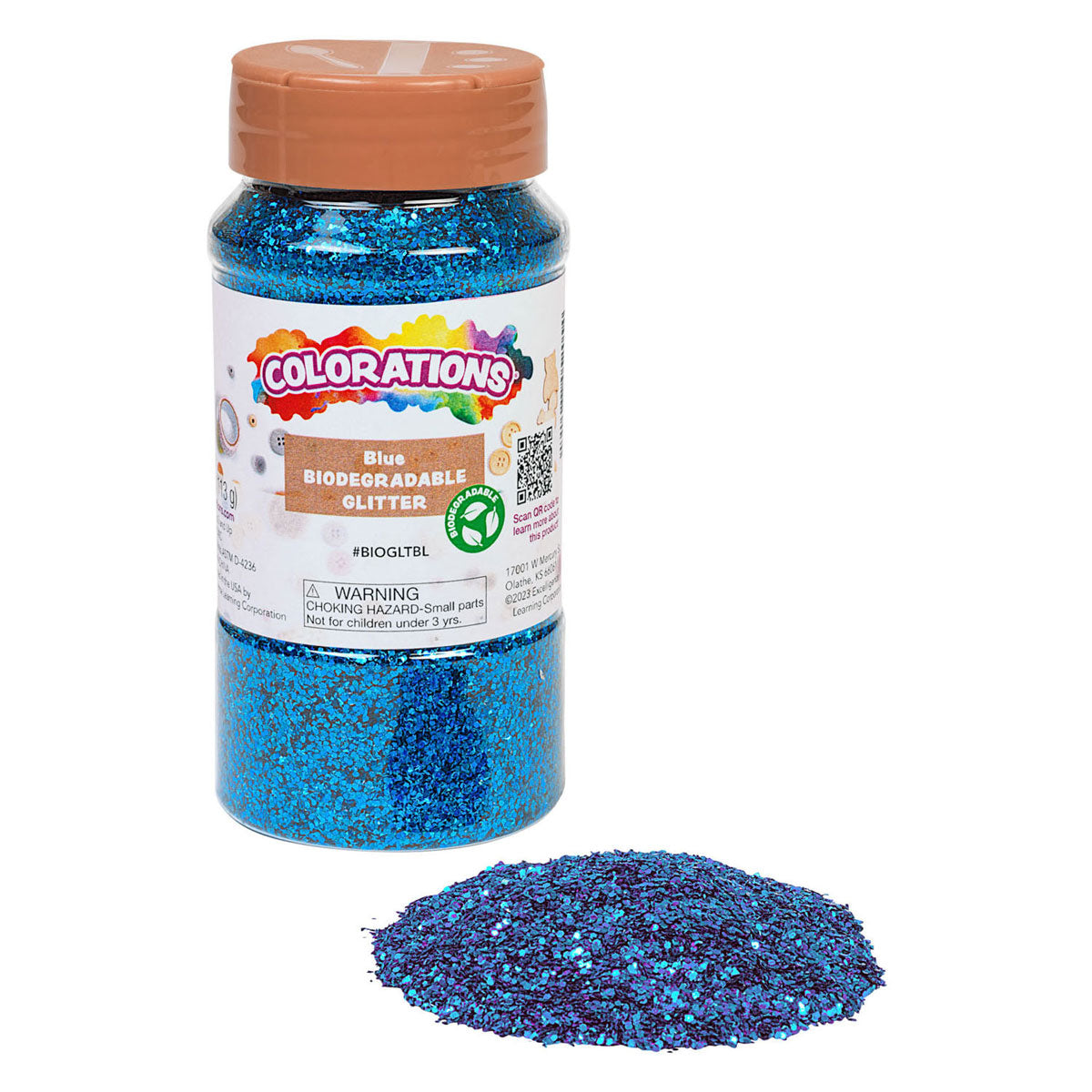 Colorations - paillettes dégradables organiques - bleu, 113 grammes