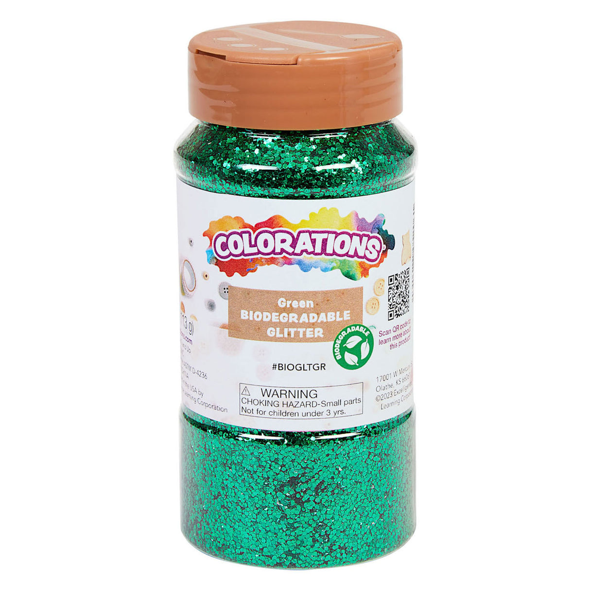 Colorations - paillettes dégradables organiques - vert, 113 grammes