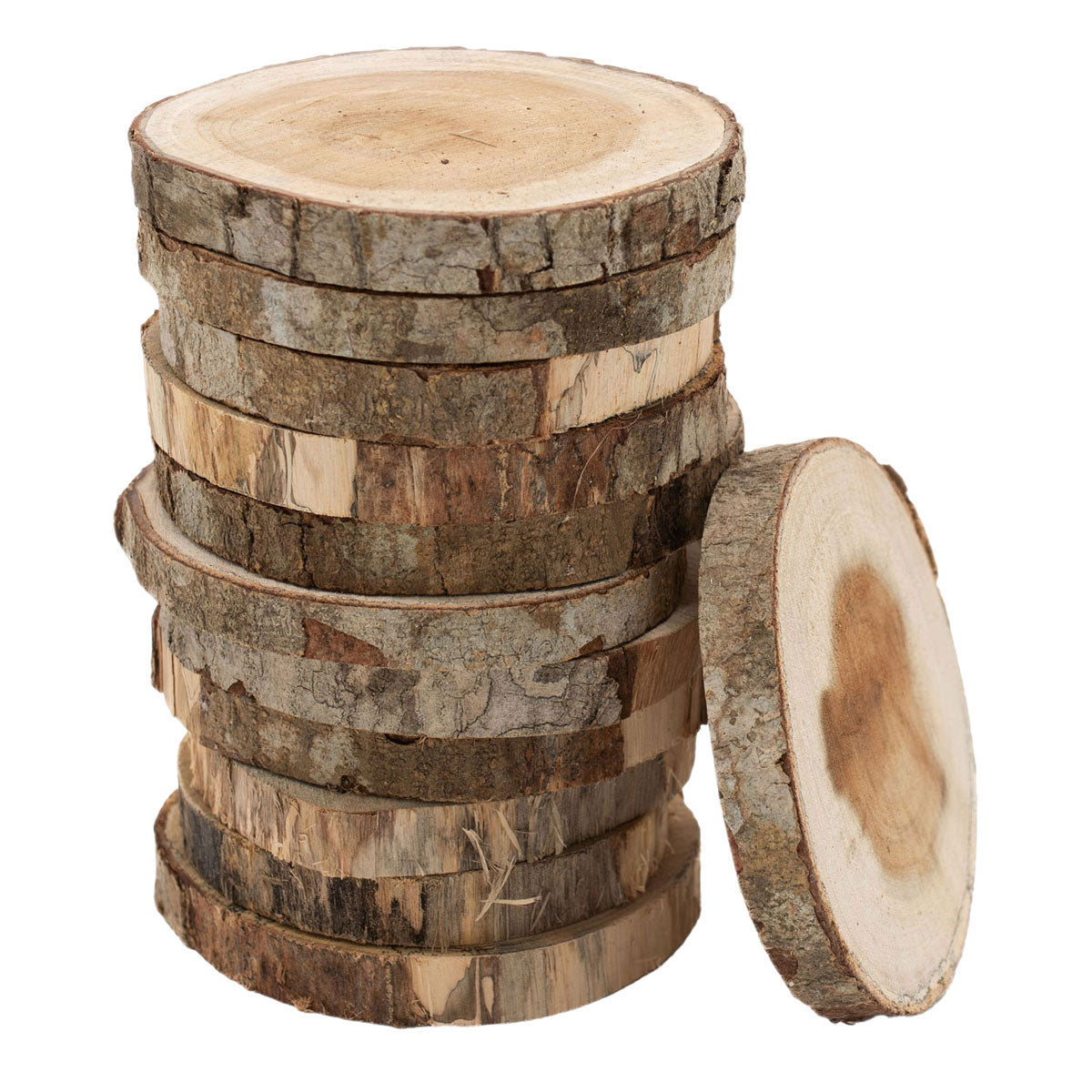 Ensemble artisanal de disques en bois de colorations 8-10 cm 12 pièces de jouets créatifs.